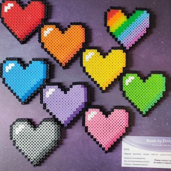 Set of 9 Colorful Heart Magnets - Cute Home Decor - Picture 5 of 5